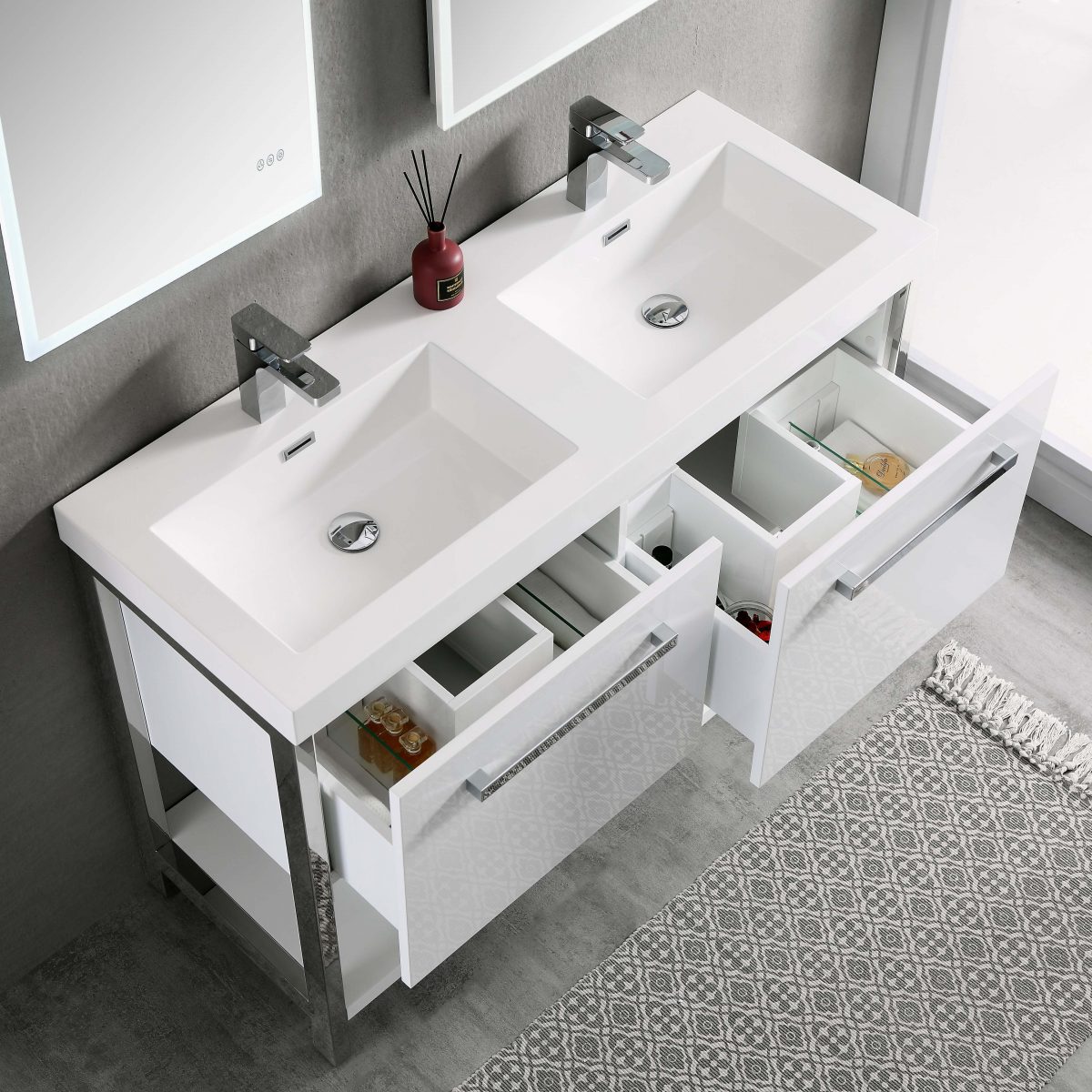 Riga 48" Bathroom Vanity #size_48" Double #color_glossy white