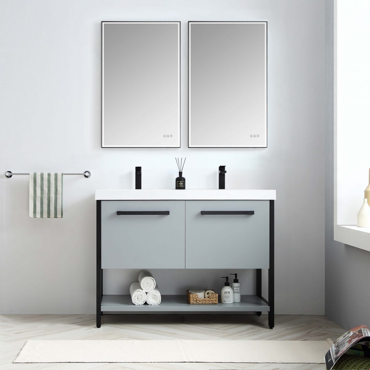 Riga 48" Bathroom Vanity #size_48" Double #color_metal grey
