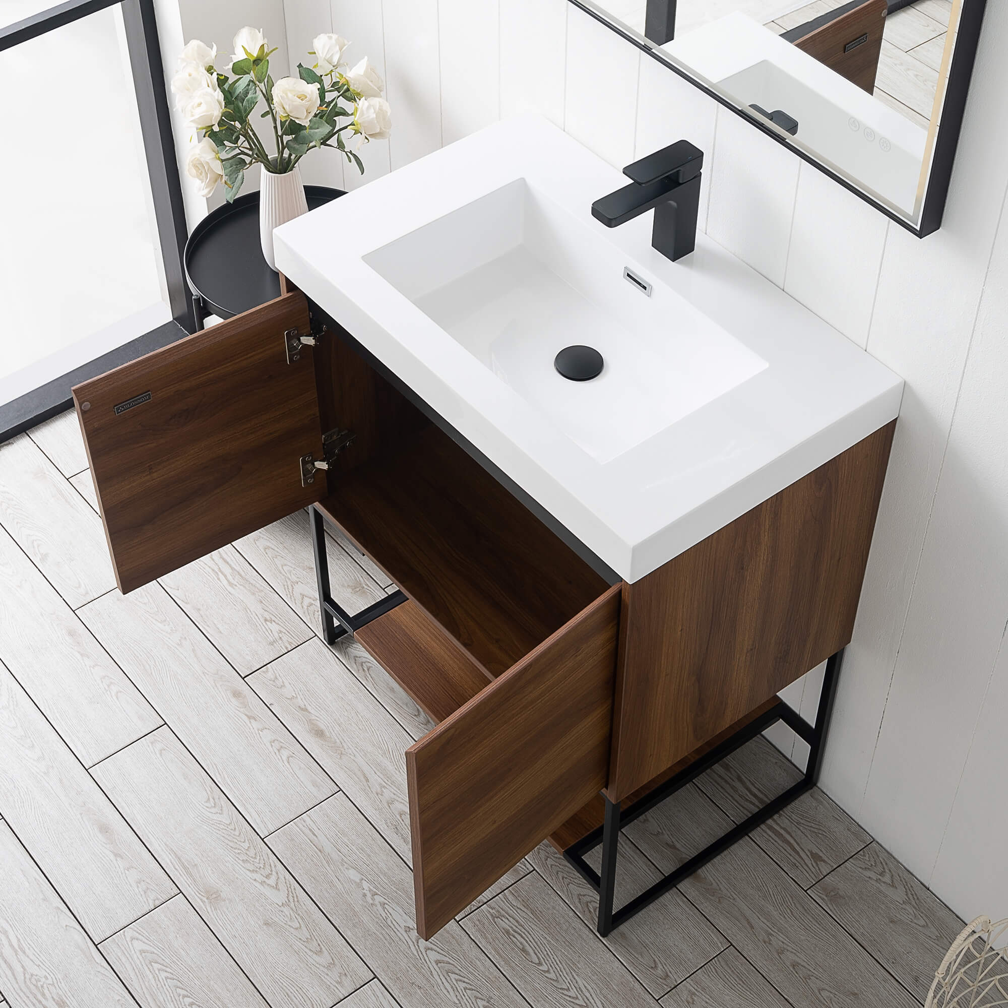 Porto 30" Bathroom Vanity #size_30" #color_red walnut