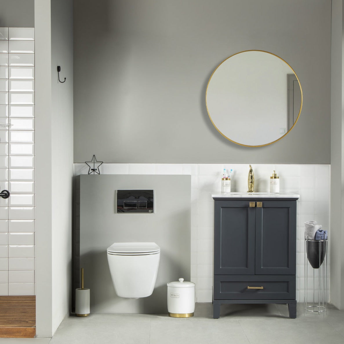 Paloma Bathroom Cabinets  Homelero 24"  #size_24"  #color_dark grey  #hardware_brass