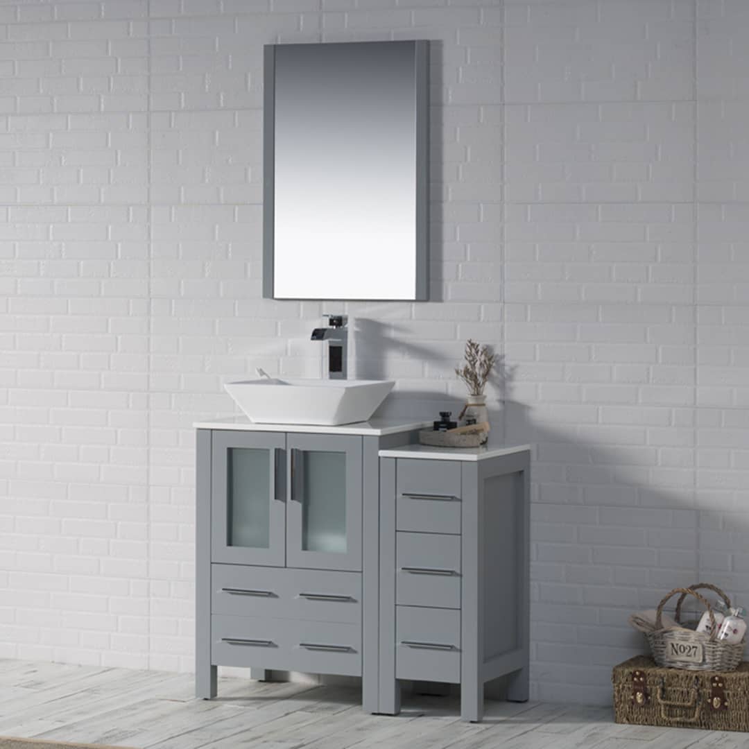 Sydney 36" Bathroom Vanity  #size_36" Side Cabinet #color_metal grey