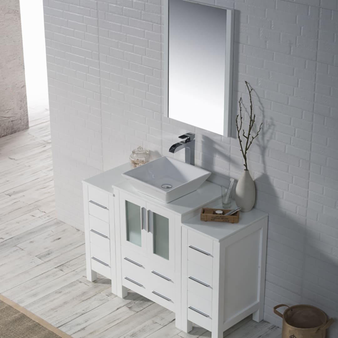 Sydney 48" Bathroom Vanity  #size_48" Side Cabinet  #color_glossy white
