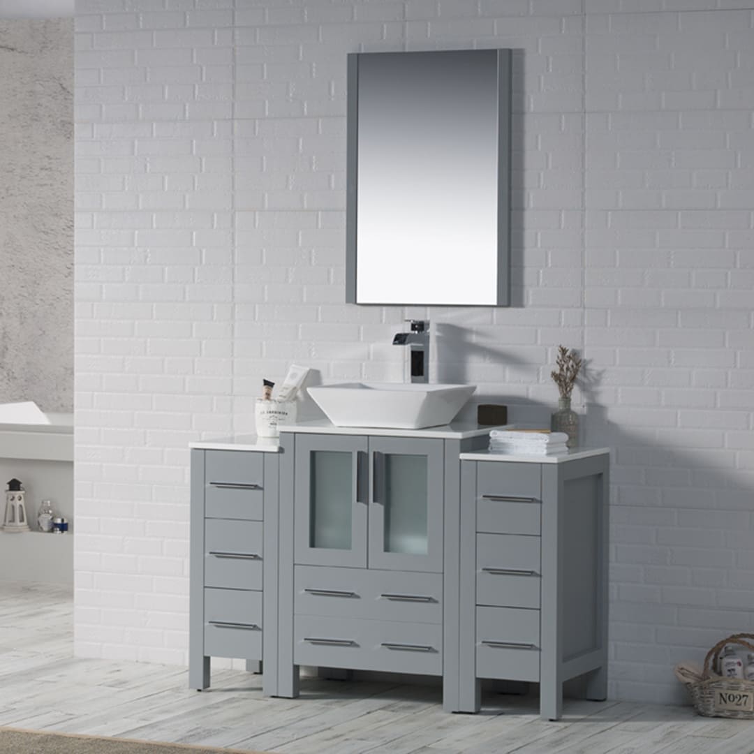Sydney 48" Bathroom Vanity  #size_48" Side Cabinet  #color_metal grey