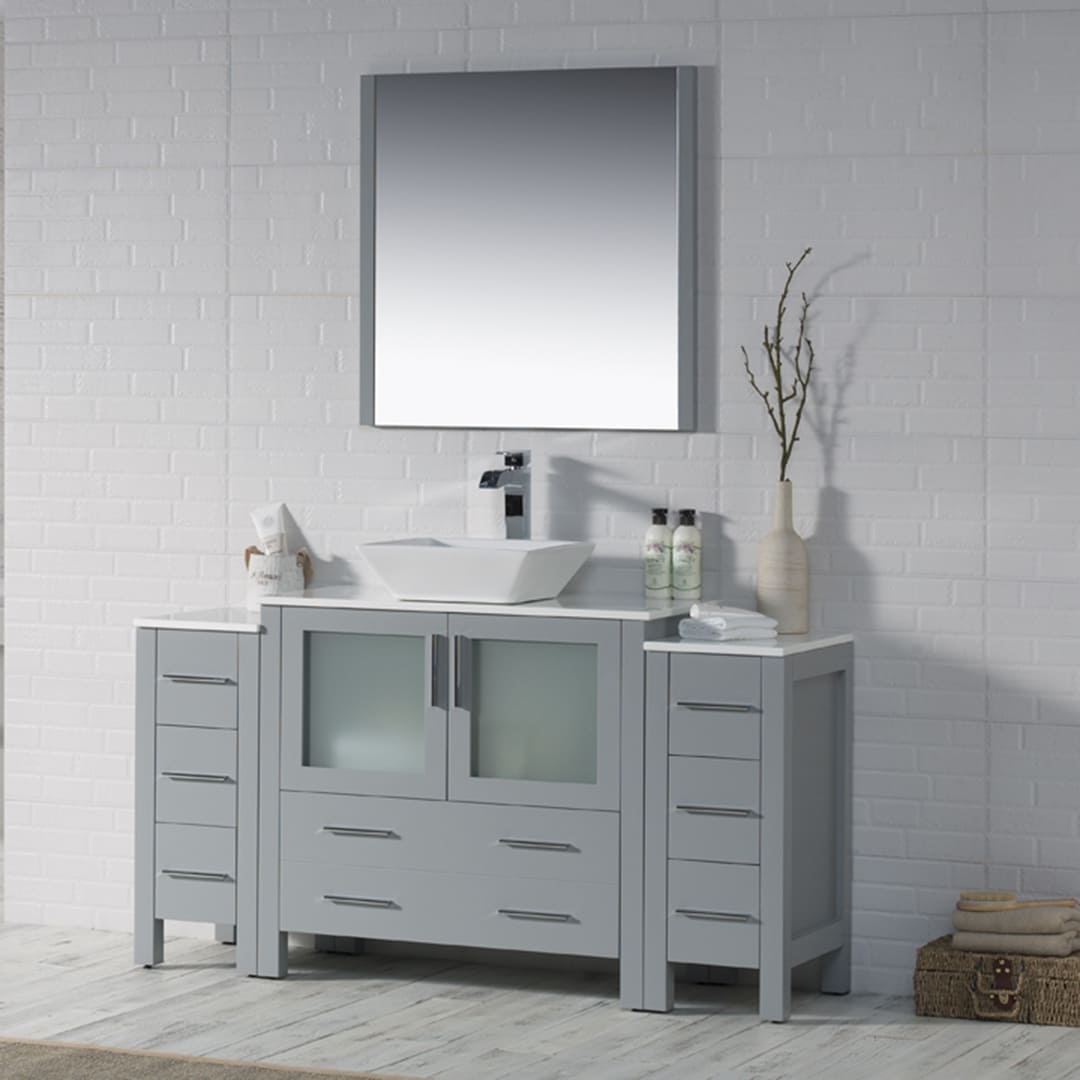 Sydney 60" Bathroom Vanity  #size_60" Side Cabinet #color_metal grey