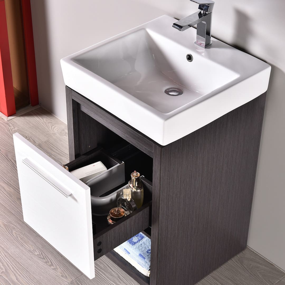 Milan 20" Bathroom Vanity  #size_20"  #color_silver grey & glossy white
