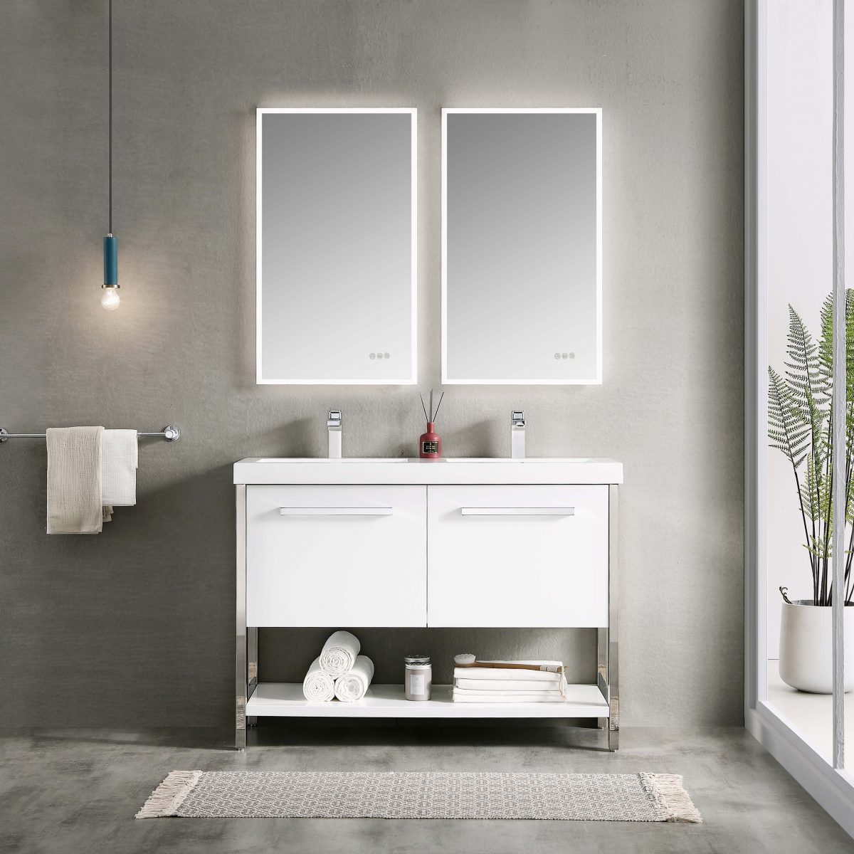 Riga 48" Bathroom Vanity  #size_48" Double  #color_glossy white