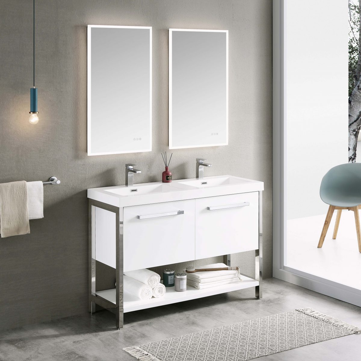 Riga 48" Bathroom Vanity  #size_48" Double  #color_glossy white