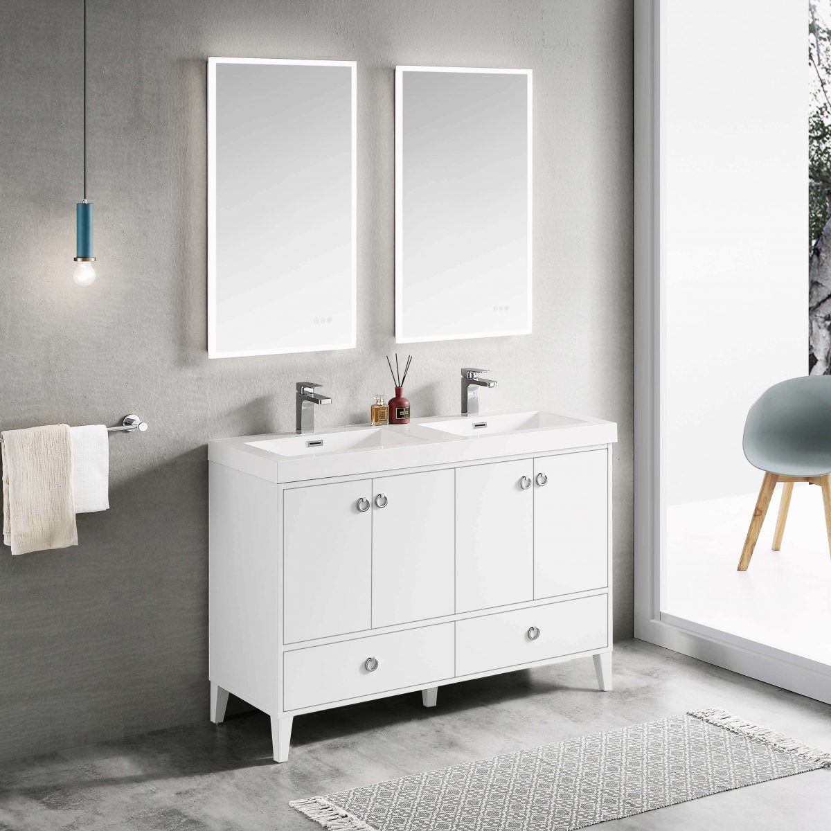 Lyon 48" Bathroom Vanity  #size_48" Double  #color_matte white 