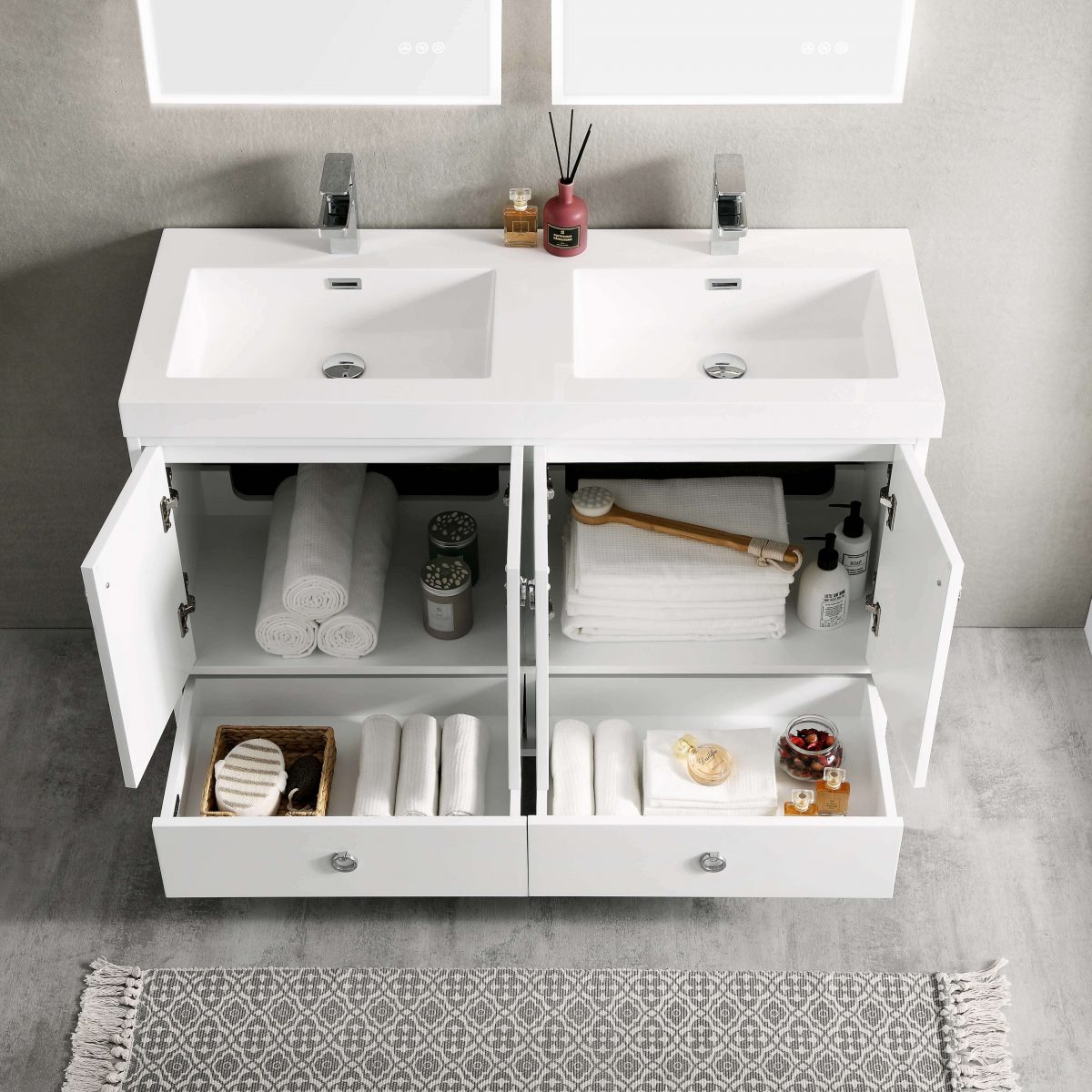 Lyon 48" Bathroom Vanity  #size_48" Double  #color_matte white 