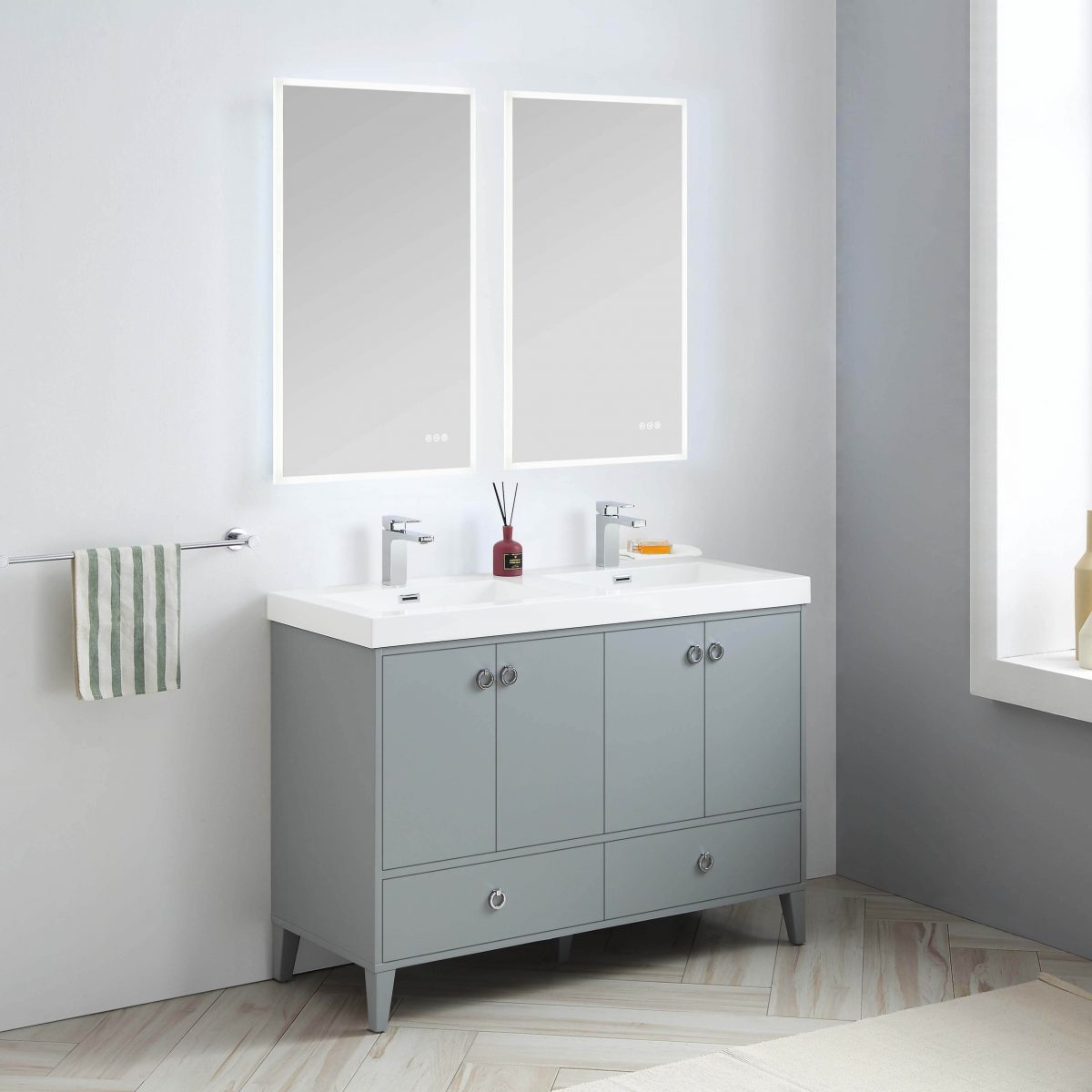 Lyon 48" Bathroom Vanity  #size_48" Double  #color_metal grey 