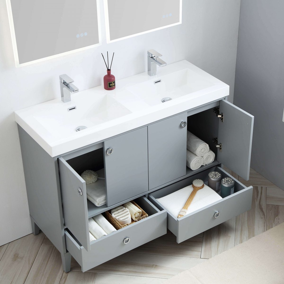 Lyon 48" Bathroom Vanity  #size_48" Double  #color_metal grey 