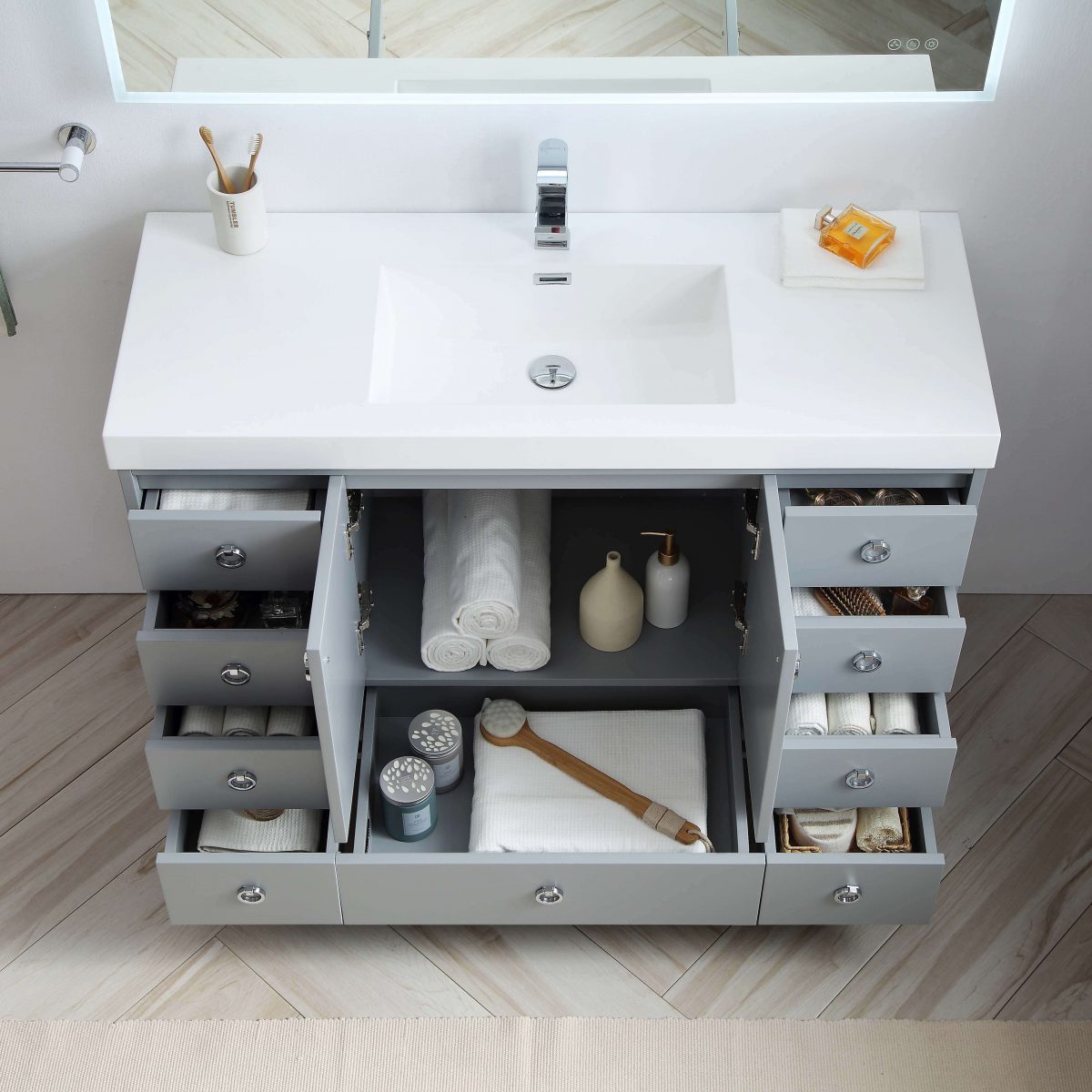 Lyon 48" Bathroom Vanity  #size_48"  #color_metal grey #countertop_acrylic