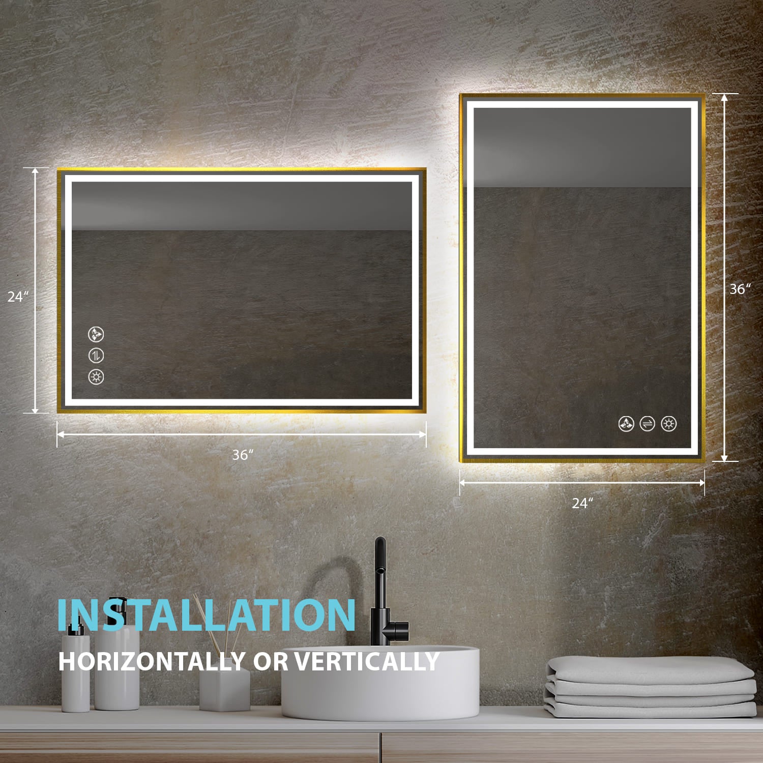 Stellar 24" LED Mirrors #size_24x36 #color_brass