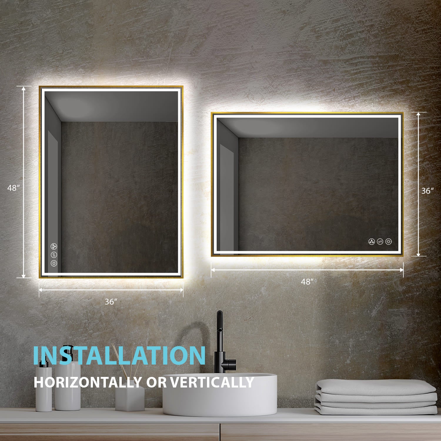 Stellar 48" LED Mirrors #size_48x36 #color_brass