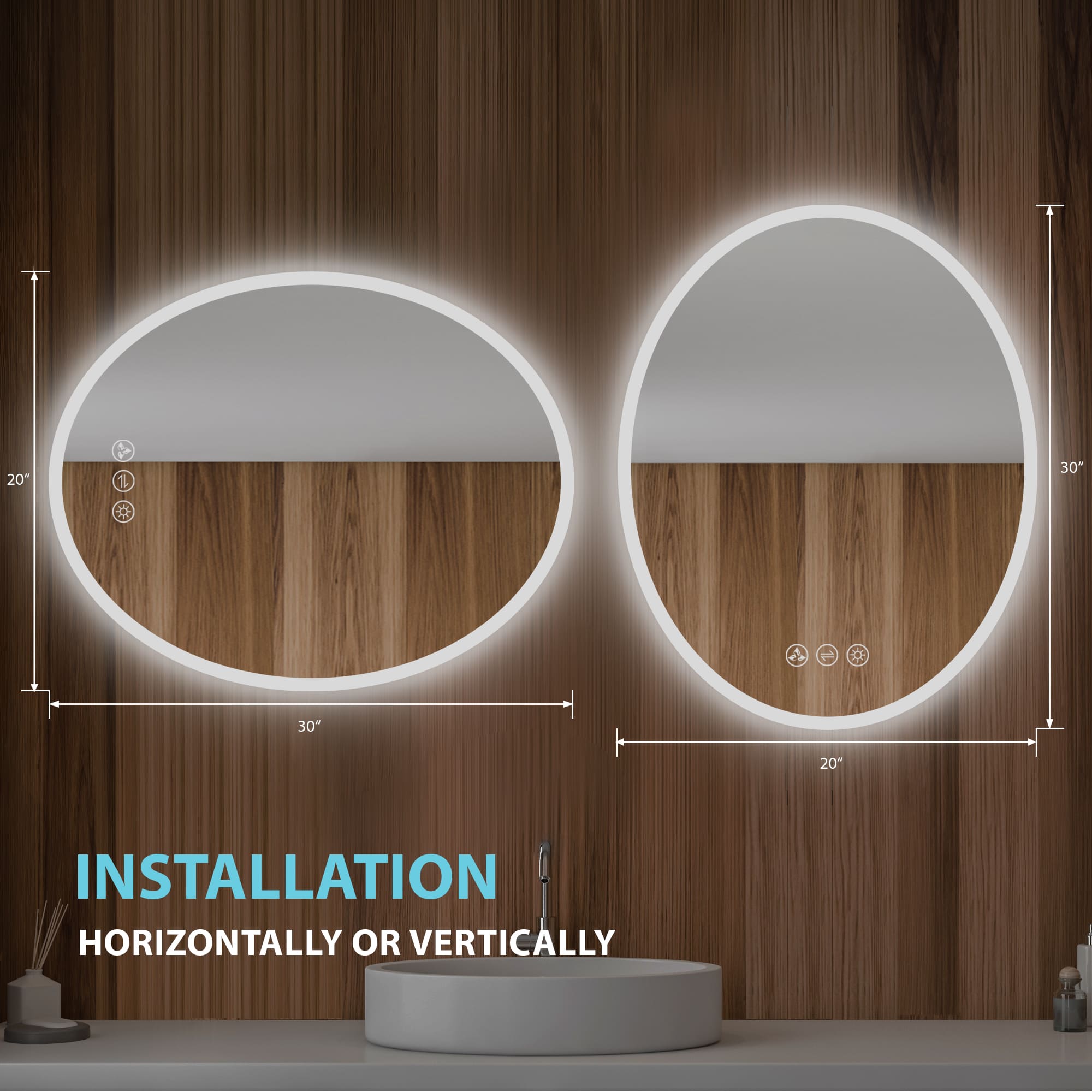 Oval  20"  LED Mirrors #size_20X30