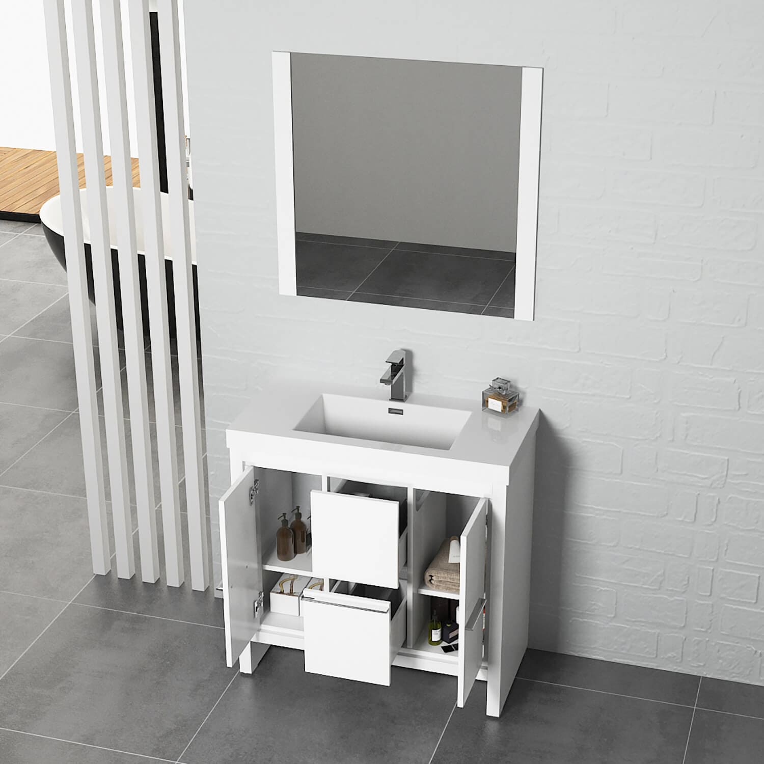 Milan 36" Bathroom Vanity  #size_36"  #color_glossy white 