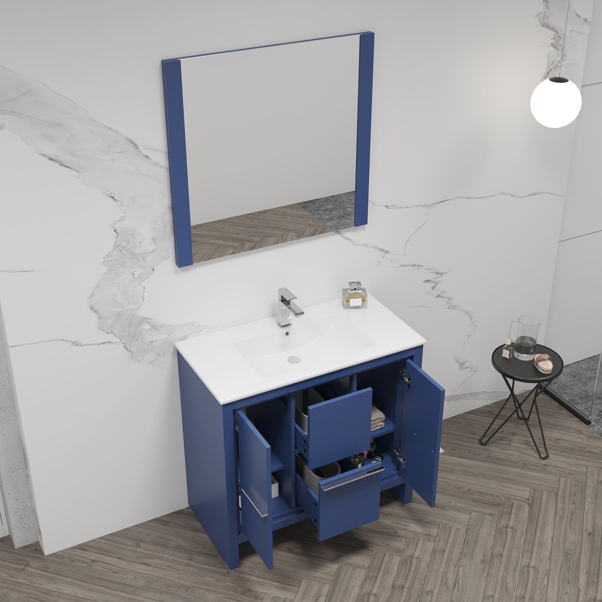 Milan 36" Bathroom Vanity  #size_36"  #color_navy blue #countertop_ceramic