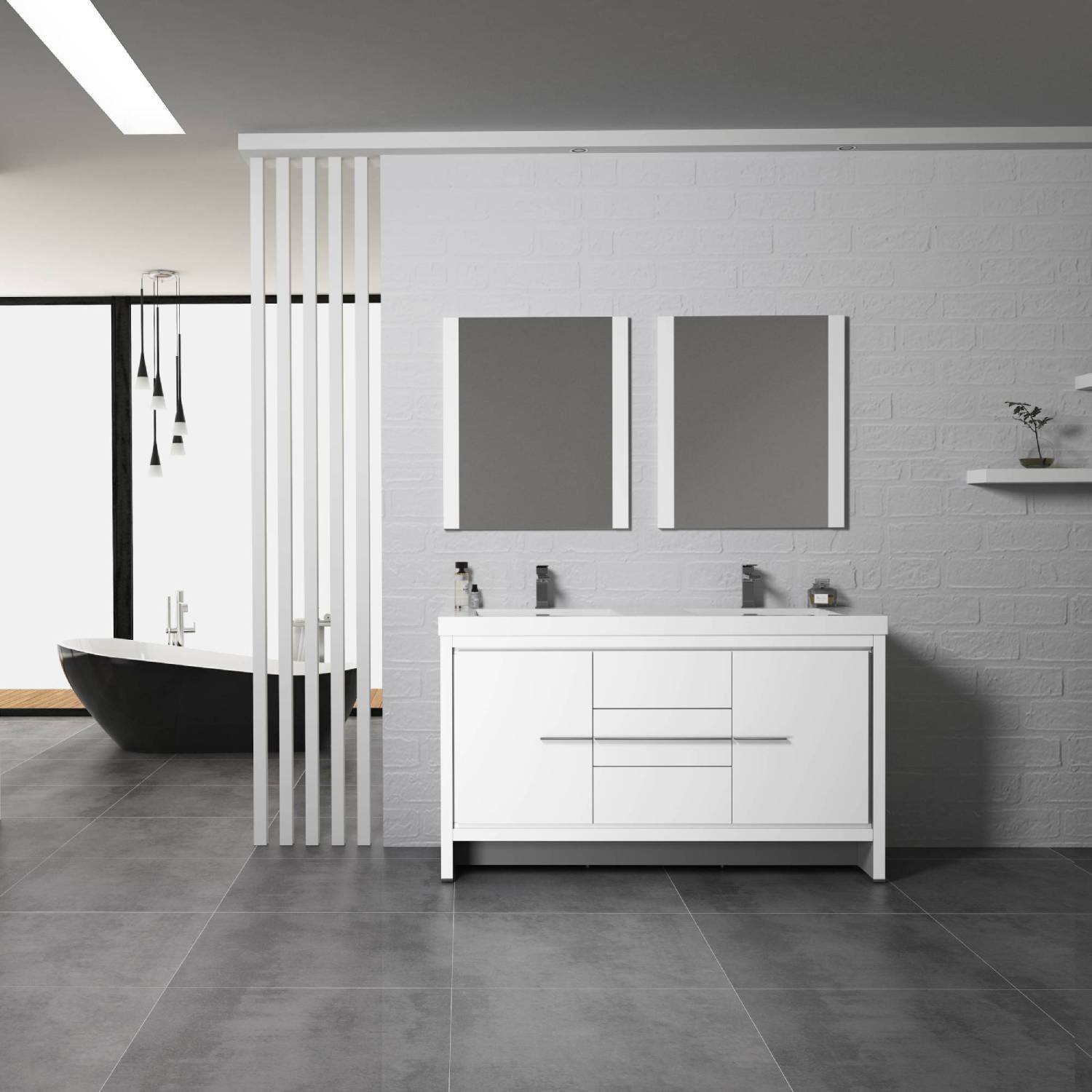 Milan 60" Bathroom Vanity  #size_60"  #color_glossy white 