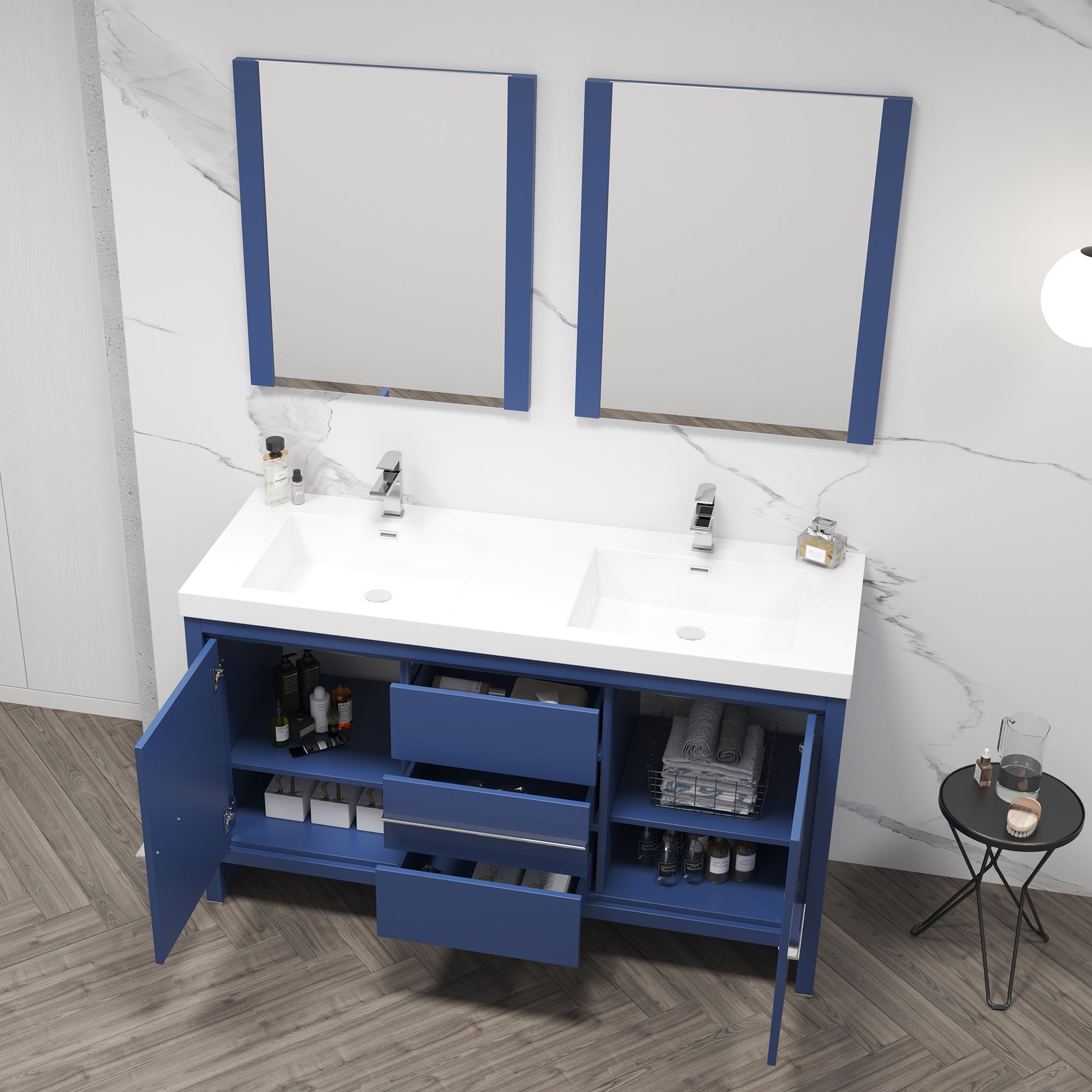 Milan 60" Bathroom Vanity  #size_60"  #color_navy blue