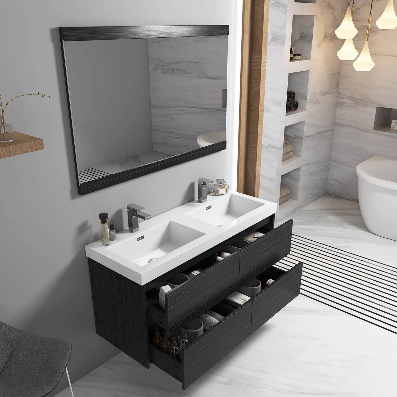 Valencia 48" Bathroom Vanity  #size_48" Double #color_silver grey