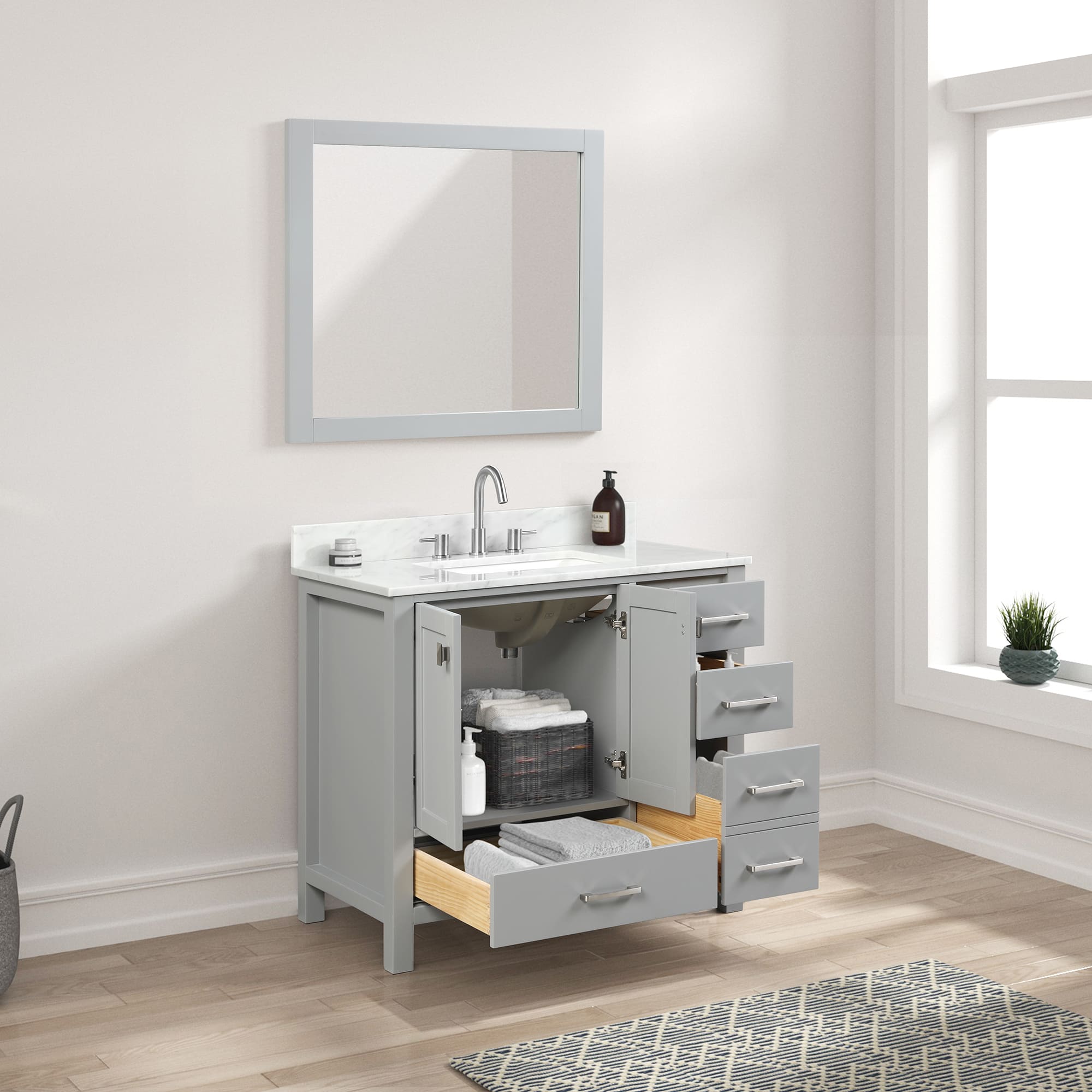 Geneva 36" Bathroom Vanity  #size_36"  #color_metal grey
