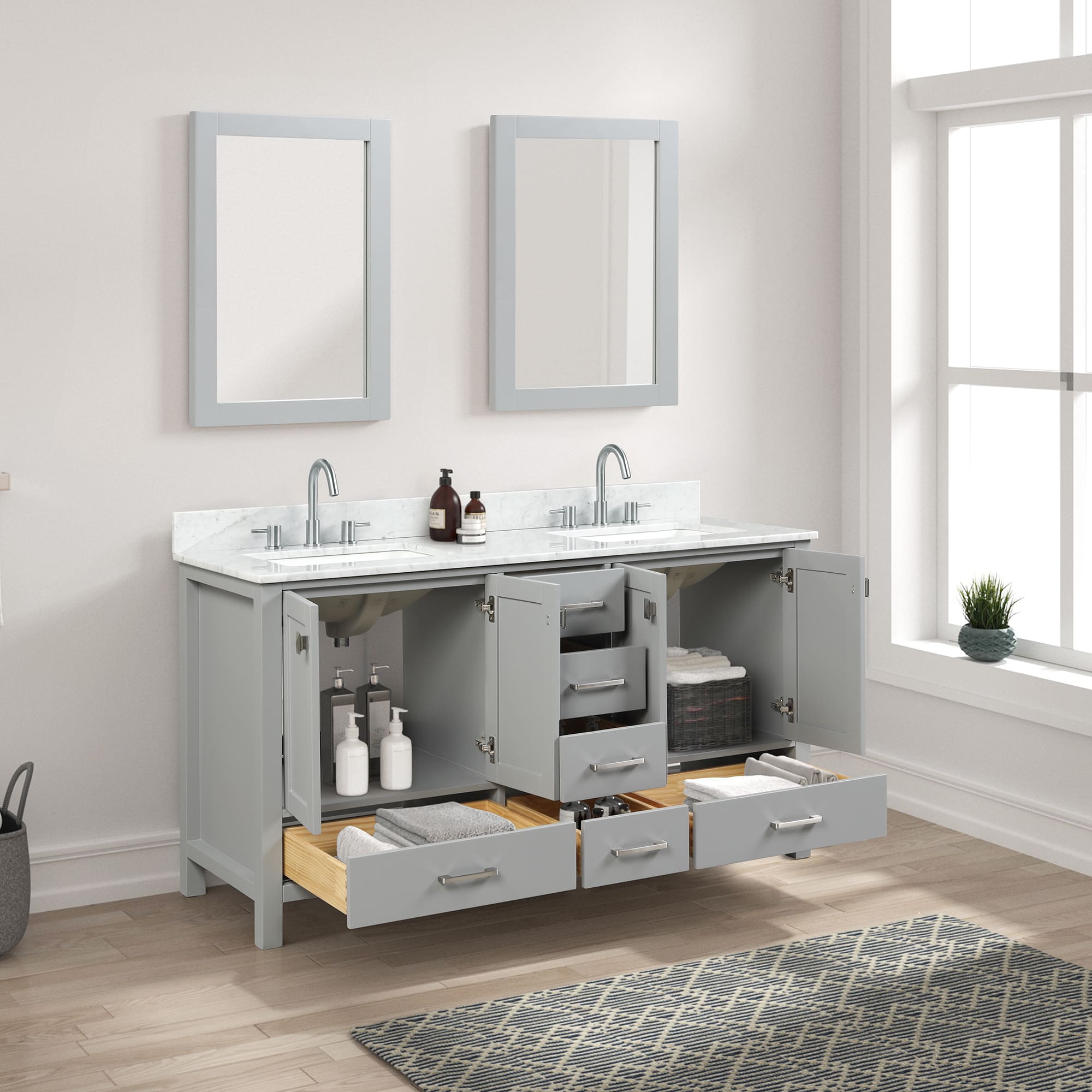 Geneva 60" Bathroom Vanity  #size_60"  #color_metal grey