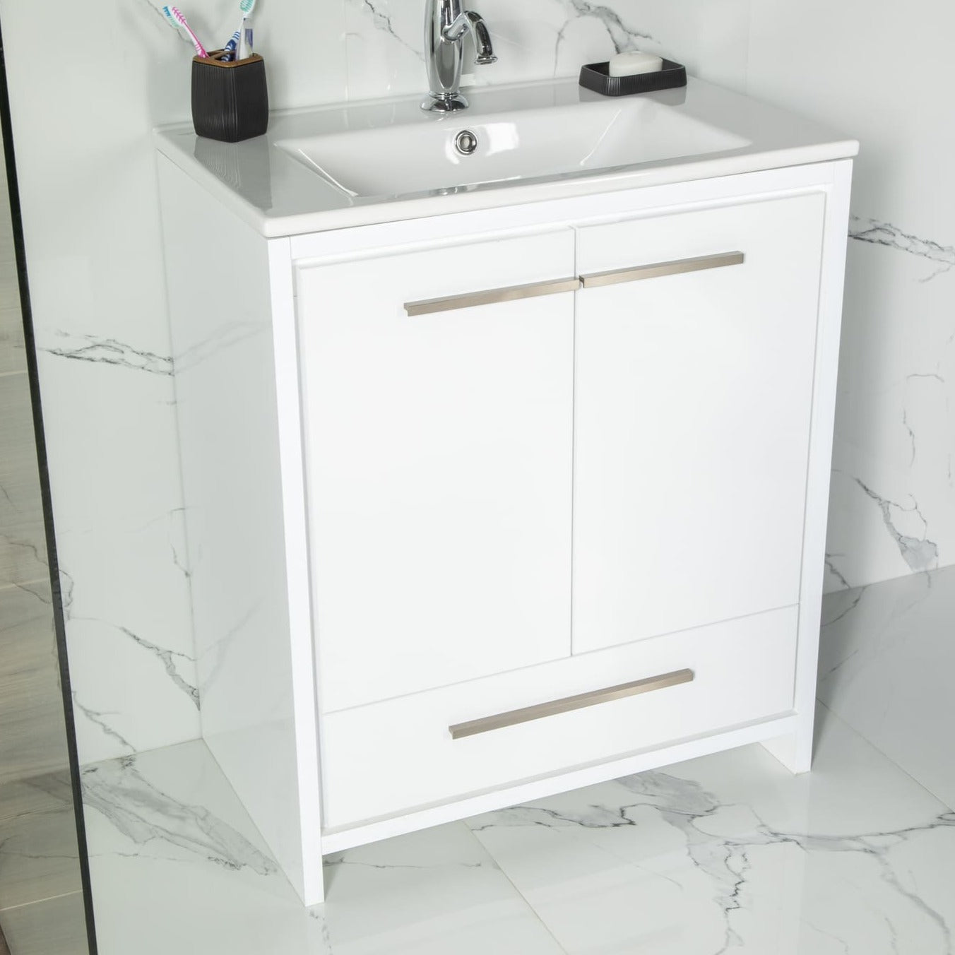 Arte Bathroom Vanity Homelero 30" white  #size_30" #color_white #hardware_brushed nickel