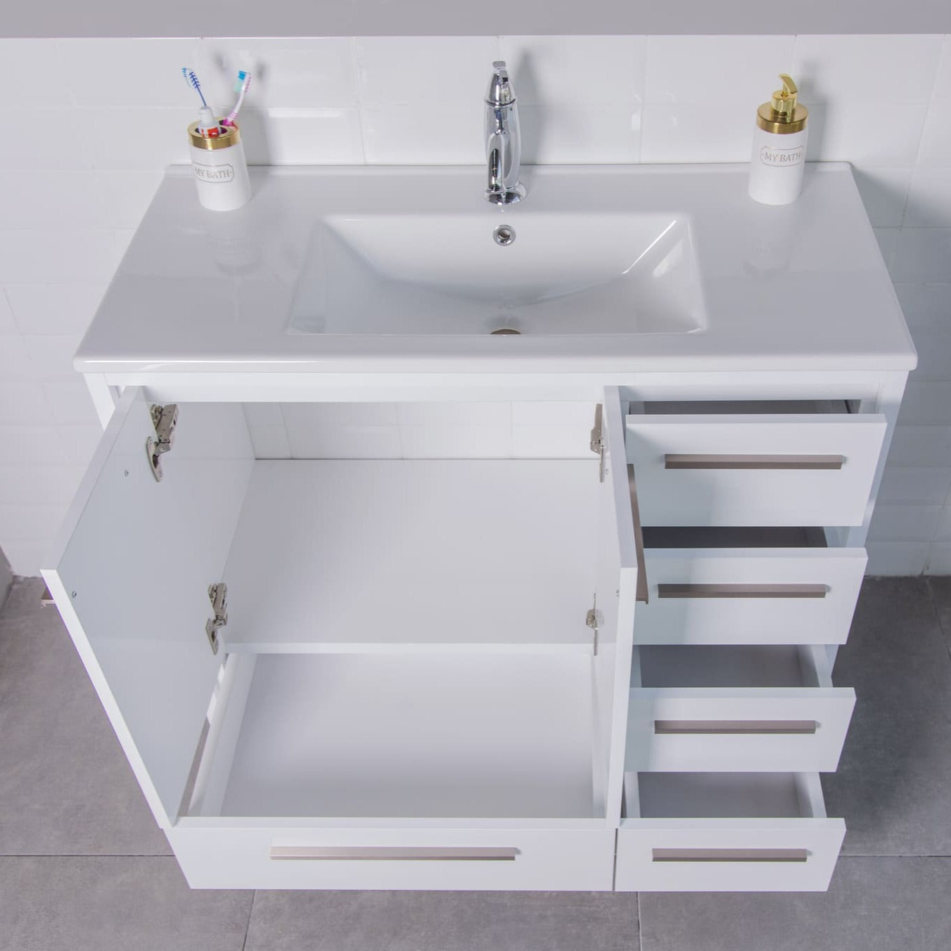 Arte Bathroom Vanity Homelero 39" white #size_39" #color_white #hardware_brushed nickel