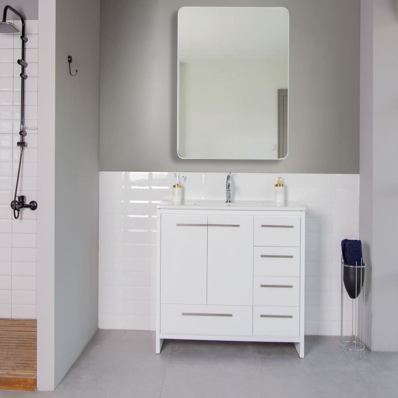 Arte Bathroom Vanity Homelero 39" white #size_39" #color_white #hardware_brushed nickel