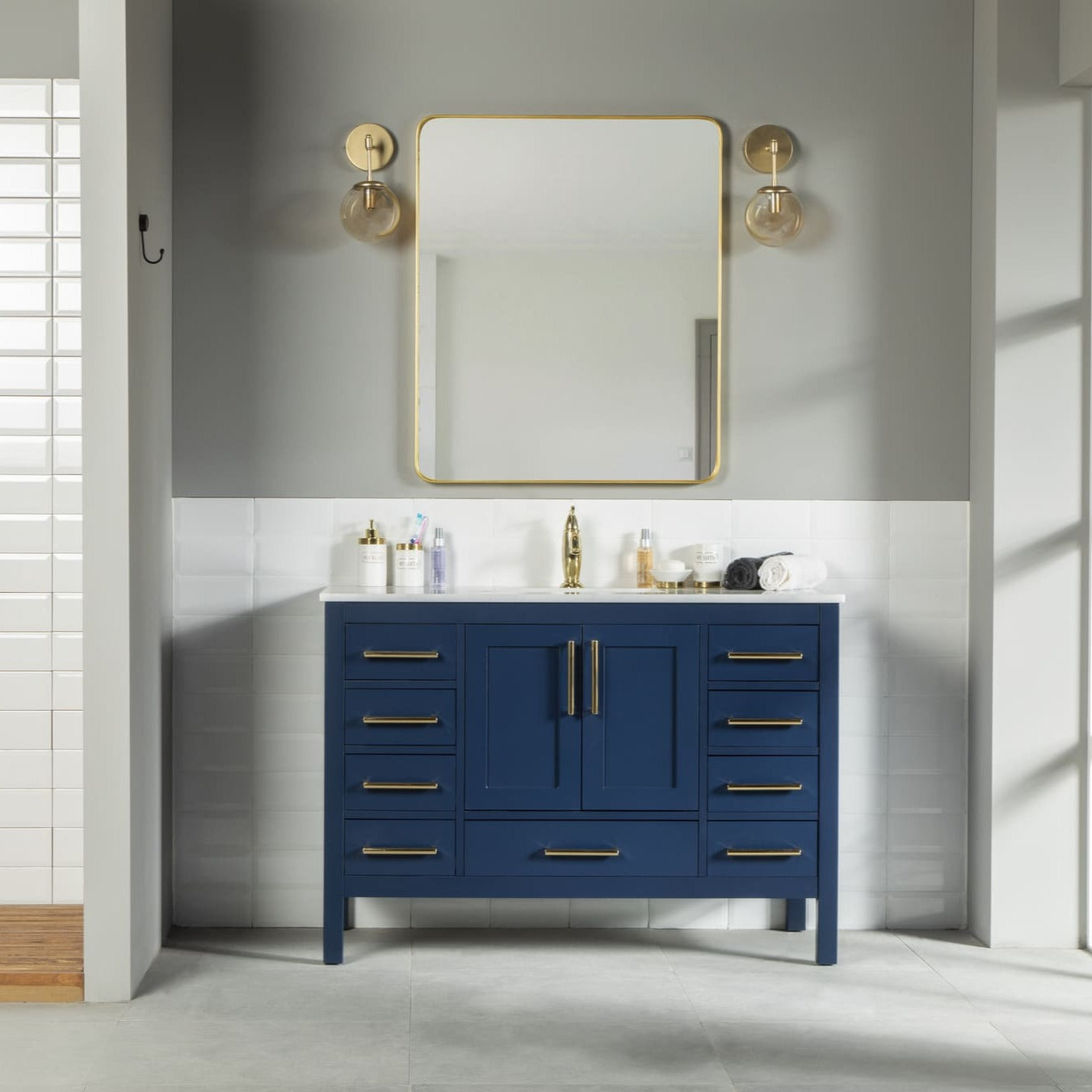 Ahley Bathroom Vanity Homelero 48"  #size_48"  #color_blue #hardware_brass