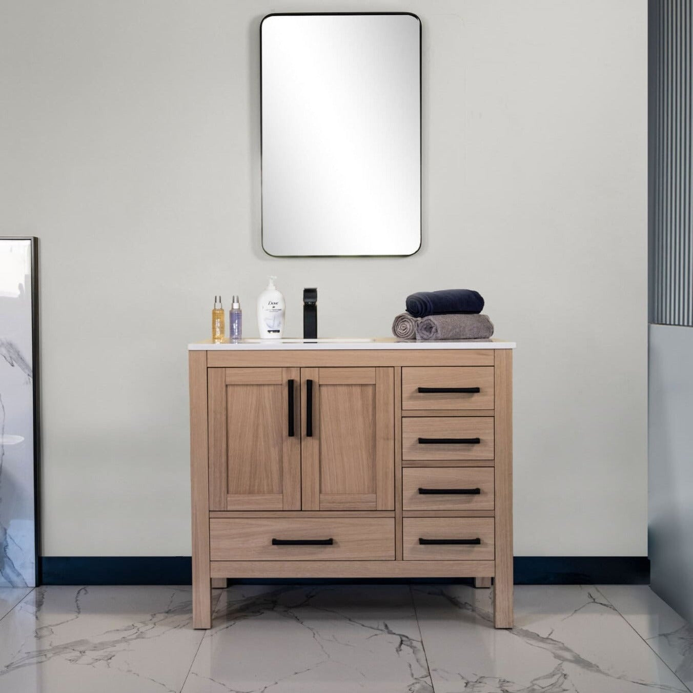 Ahley Bathroom Vanity Homelero 36"  #size_36"  #color_natural oak  #hardware_brass