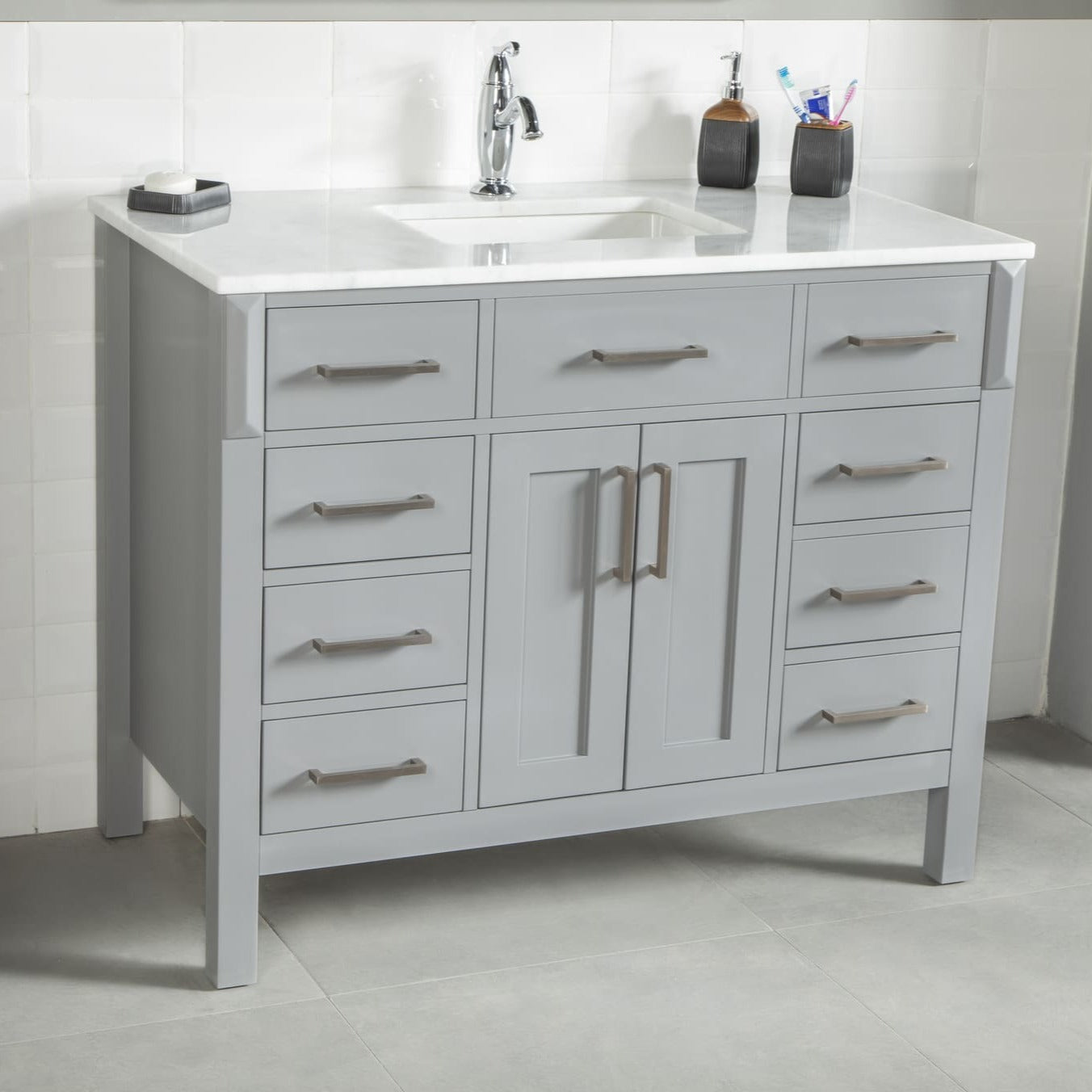 Fawna Bathroom Vanity Homelero 42"  #size_42"  #color_grey  #hardware_brushed nickel
