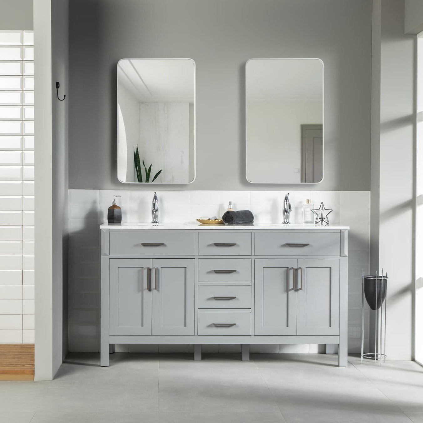 Fawna Bathroom Vanity Homelero 60"  #size_60"  #color_grey  #hardware_brushed nickel