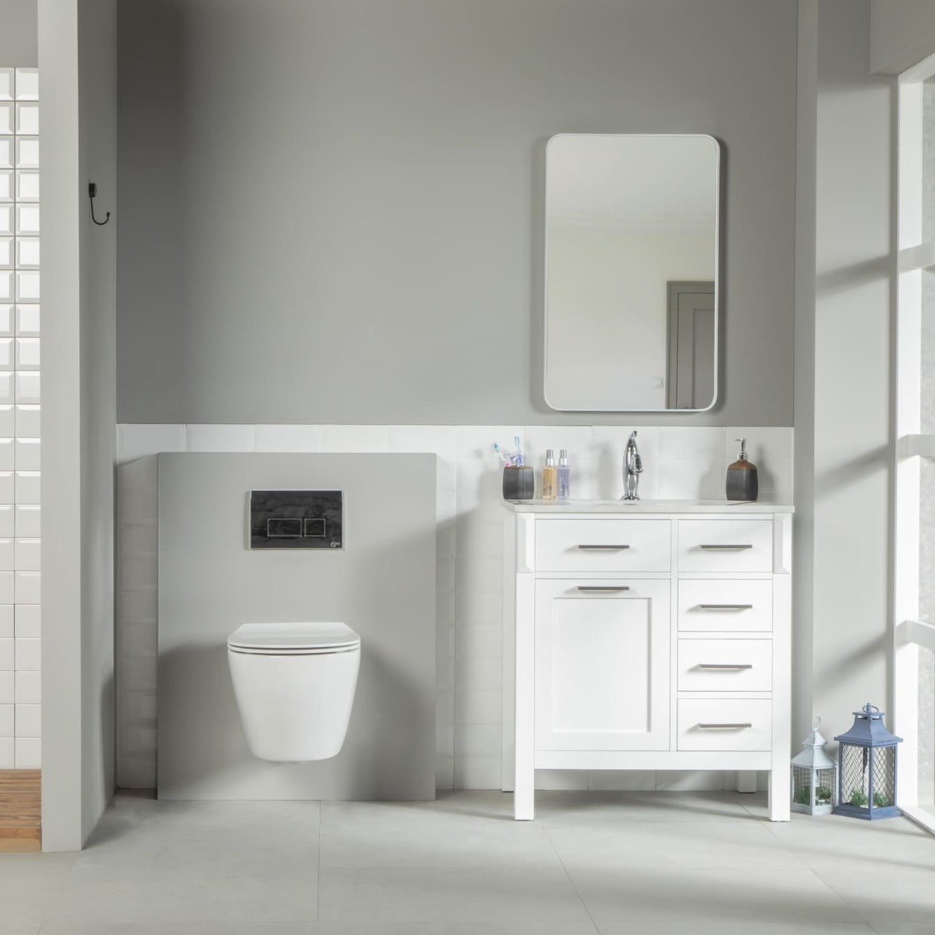 Fawna Bathroom Vanity Homelero 30"  #size_30"  #color_white  #hardware_brushed nickel