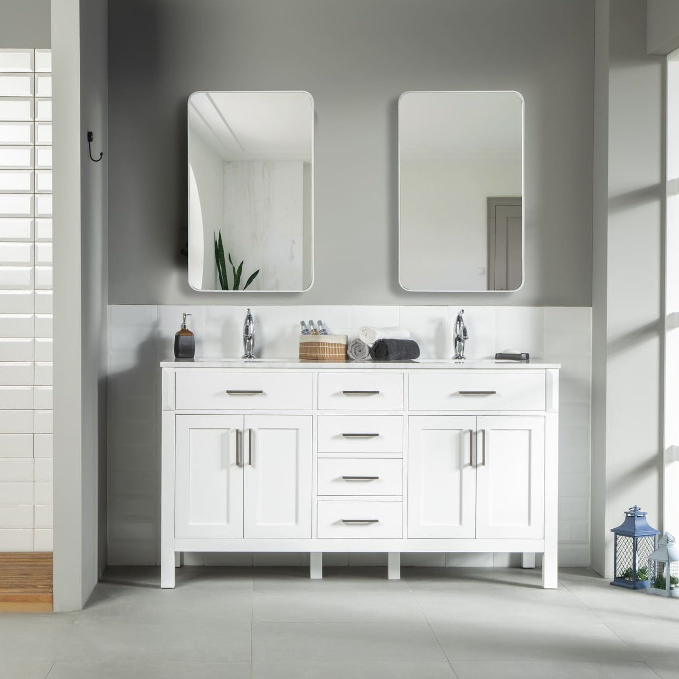 Fawna Bathroom Vanity Homelero 60"  #size_60"  #color_white  #hardware_brushed nickel