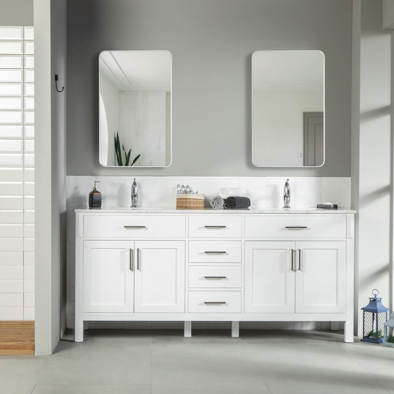 Fawna Bathroom Vanity Homelero 72"  #size_72"  #color_white  #hardware_brushed nickel