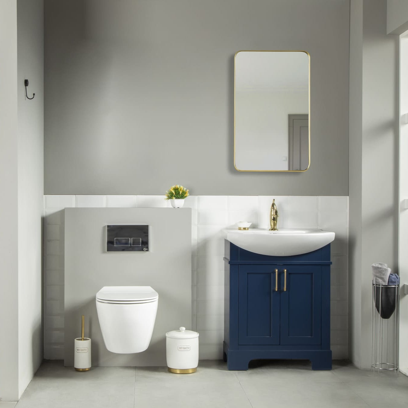 Luna Bathroom Vanity Homelero 24" #size_24" #color_navy blue #hardware_brass