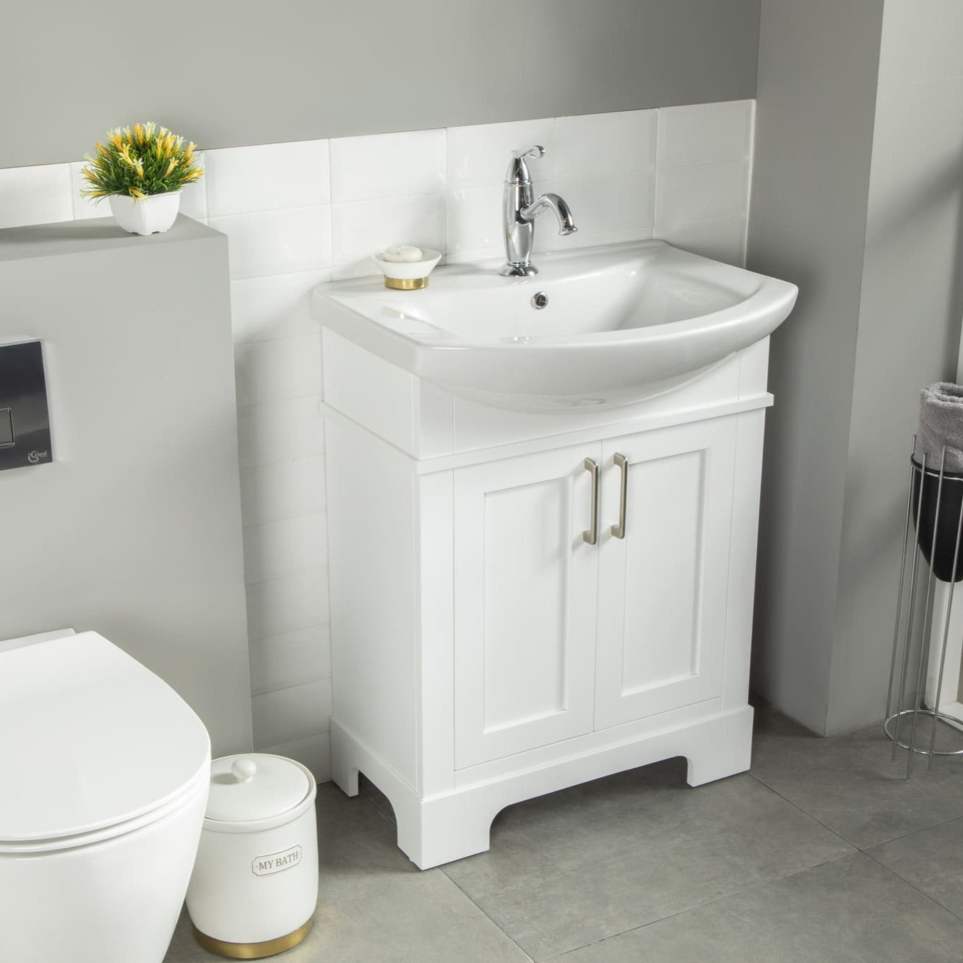 Luna Bathroom Vanity Homelero 24" #size_24" #color_white #hardware_brushed nickel