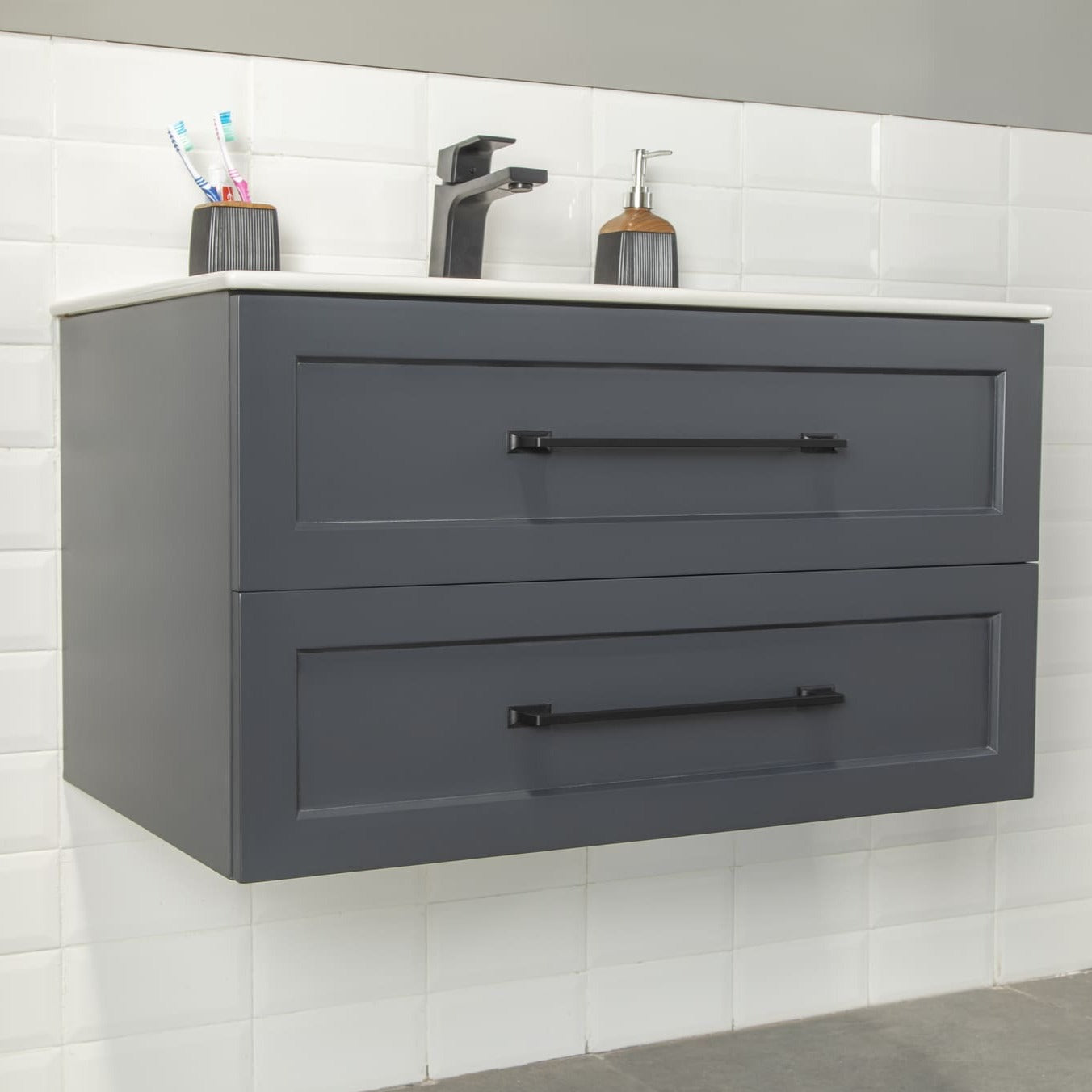 Nova Bathroom Vanity Homelero 36" #size_36" #color_dark grey #hardware_black