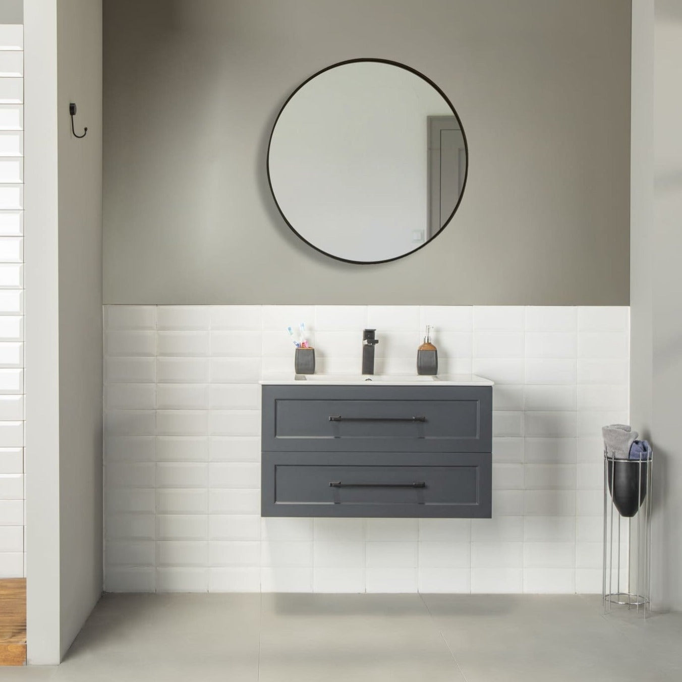Nova Bathroom Vanity Homelero 36" #size_36" #color_dark grey #hardware_black