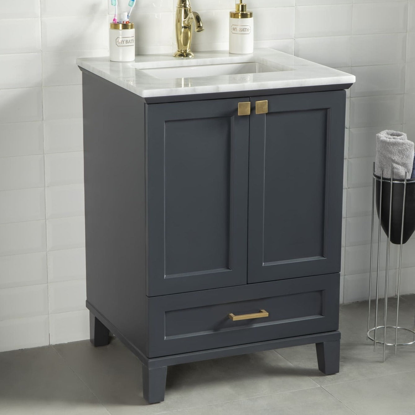 Paloma Bathroom Cabinets  Homelero 24"  #size_24"  #color_dark grey  #hardware_brass