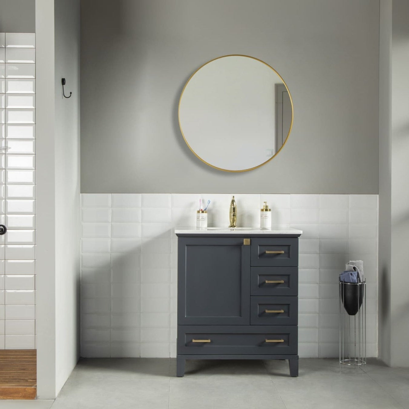 Paloma Bathroom Cabinets  Homelero 30"  #size_30"  #color_dark grey  #hardware_brass