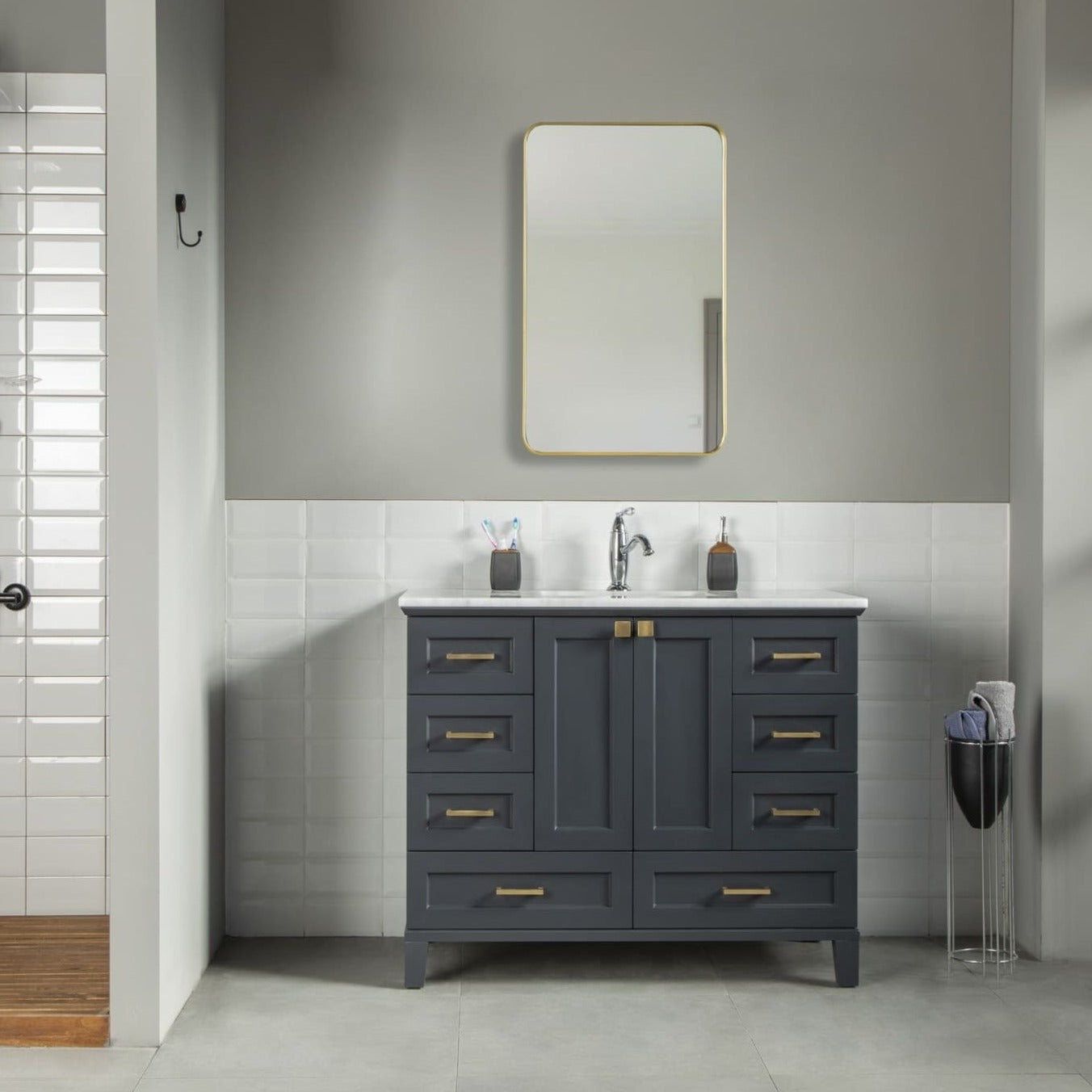 Paloma Bathroom Cabinets  Homelero 42"  #size_42"  #color_dark grey  #hardware_brass