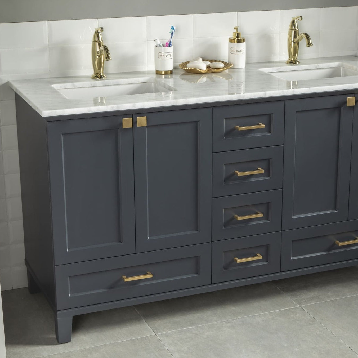Paloma Bathroom Cabinets  Homelero 60"  #size_60"  #color_dark grey  #hardware_brass