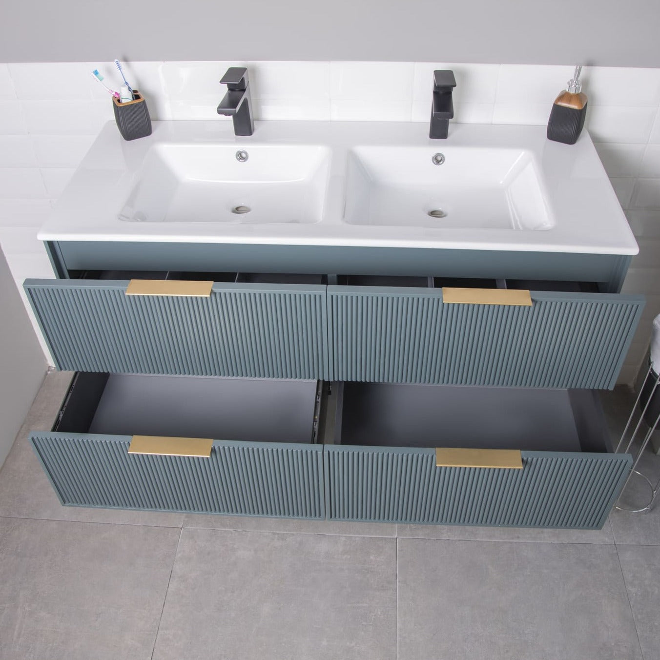 Sorrento Bathroom Vanity Homelero 48" #size_48" #color_forest green #hardware_brass