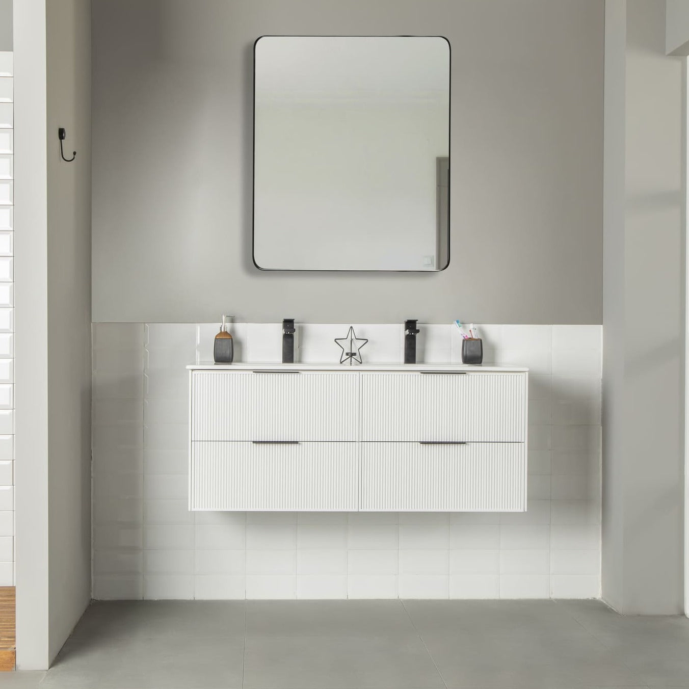 Sorrento Bathroom Vanity Homelero 48" #size_48" #color_white #hardware_black